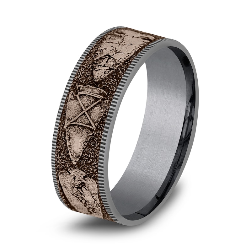 Main Image 2 of Men's Arrowhead Wedding Band Tantalum/14K Rose Gold 7.5mm