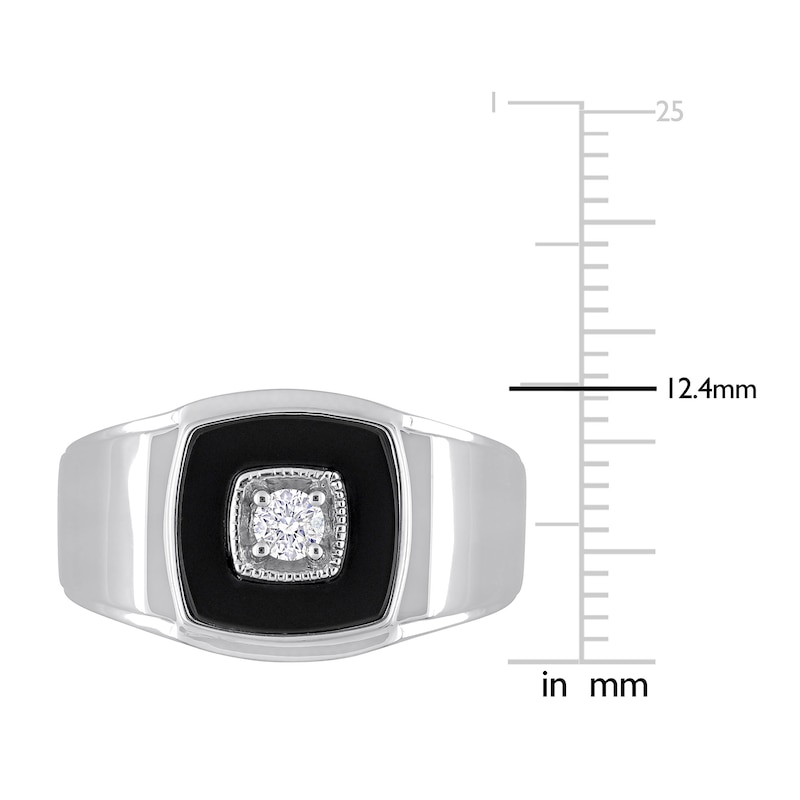 Men's Natural Onyx Ring 1/6 ct tw Diamonds Sterling Silver