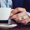 Thumbnail Image 6 of Men's Natural Onyx Ring 1/6 ct tw Diamonds Sterling Silver
