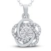 Thumbnail Image 1 of Diamond Cluster Pendant Necklace 3/8 ct tw Round 14K White Gold 18"