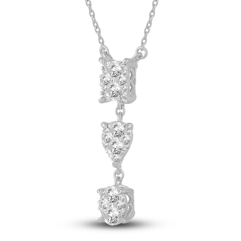 Main Image 2 of Diamond Drop Pendant Necklace 1 ct tw Round 14K White Gold 17"