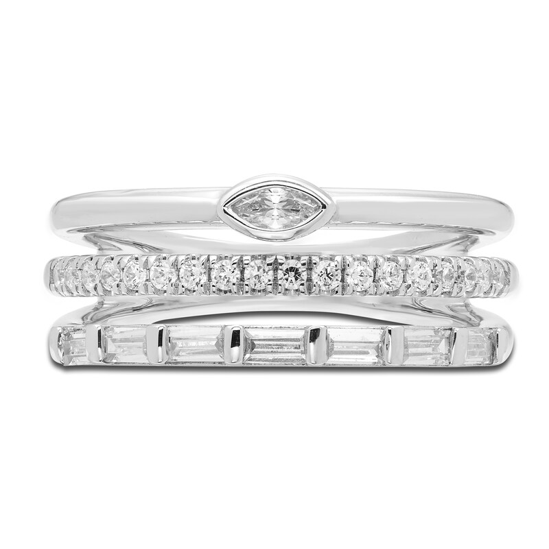Main Image 3 of Diamond Stackable Fashion Band 1/2 ct tw Round/Marquise/Baguette 14K White Gold