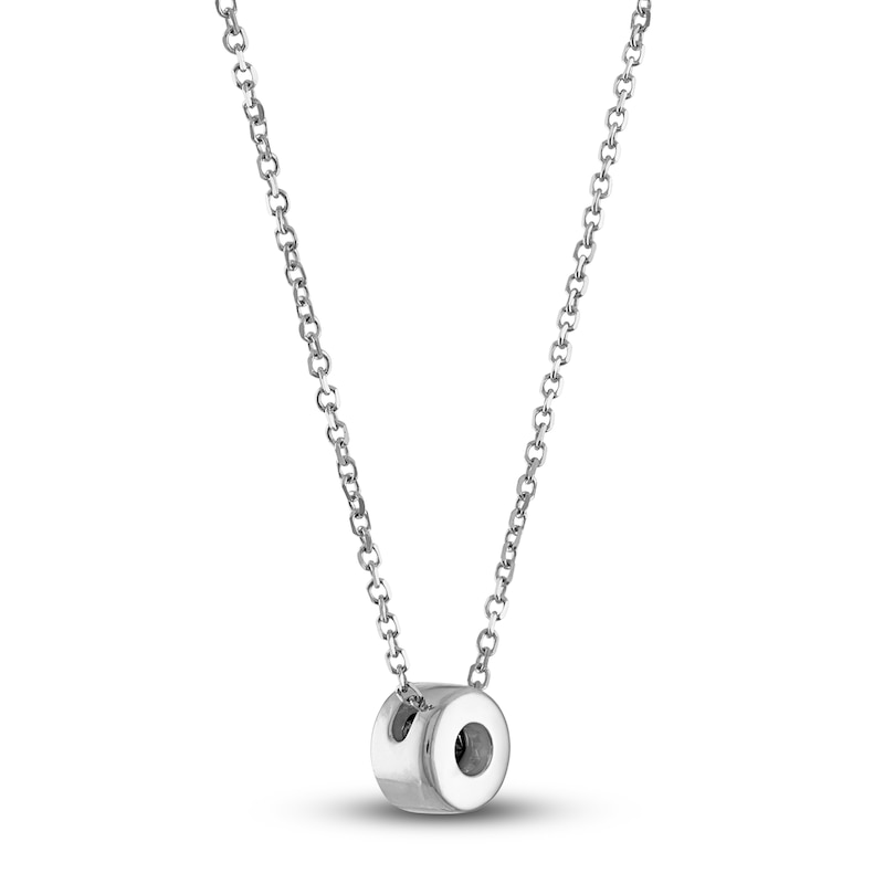 Main Image 3 of Black Diamond Solitaire Pendant Necklace 1/2 ct tw Round 14K White Gold 18" (I3)