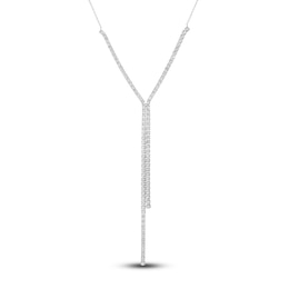 Diamond Lariat Necklace 4 ct tw Round 14K White Gold 18"