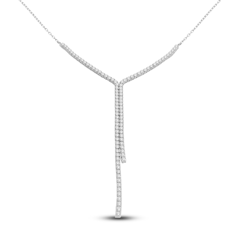 Main Image 2 of Diamond Lariat Necklace 4 ct tw Round 14K White Gold 18"