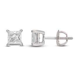 Princess-Cut Lab-Grown Diamond Solitaire Stud Earrings 2 ct tw 14K White Gold (SI2/F)