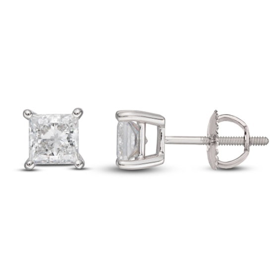 Princess-Cut Lab-Grown Diamond Solitaire Stud Earrings 2 ct tw 14K White Gold (SI2/F)