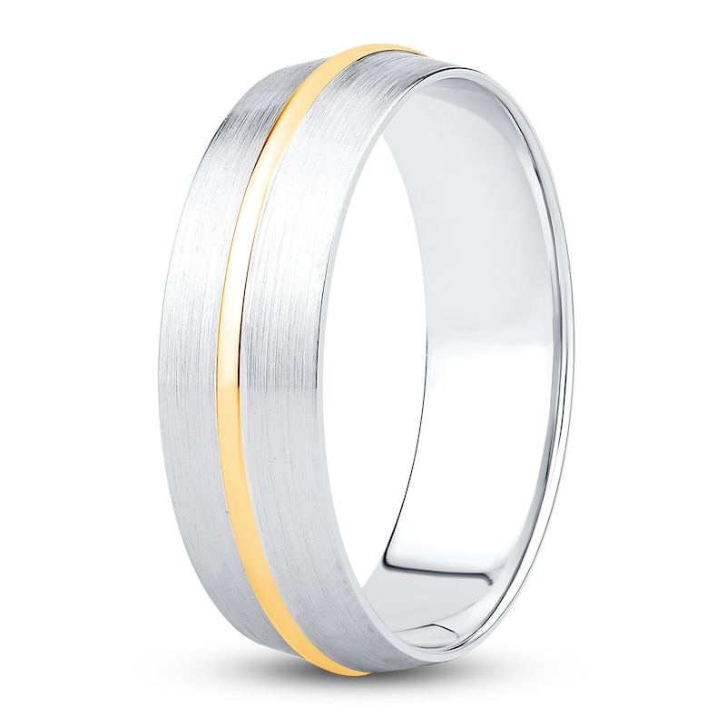 Main Image 2 of Men's Brushed Wedding Band 14K Two-Tone Gold 6.0mm