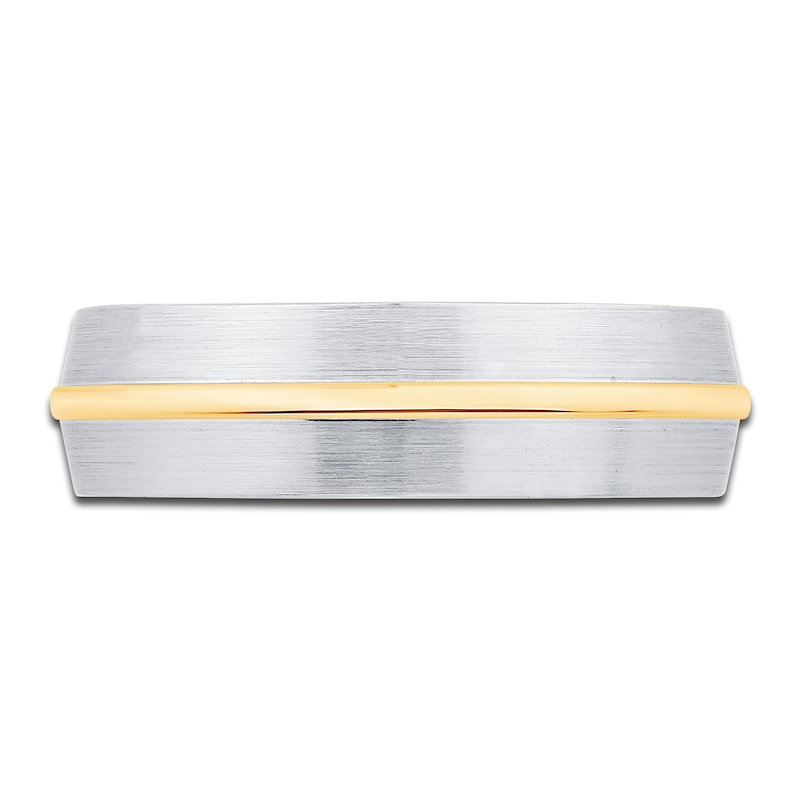 Main Image 3 of Men's Brushed Wedding Band 14K Two-Tone Gold 6.0mm
