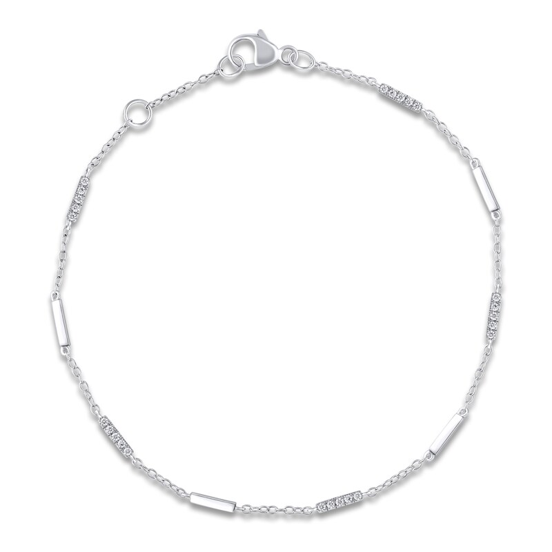 Main Image 1 of Diamond Station Bracelet 1/8 ct tw Round 14K White Gold 7"