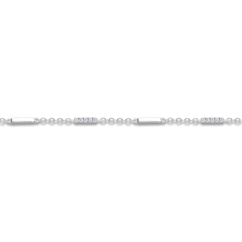 Diamond Station Bracelet 1/8 ct tw Round 14K White Gold 7