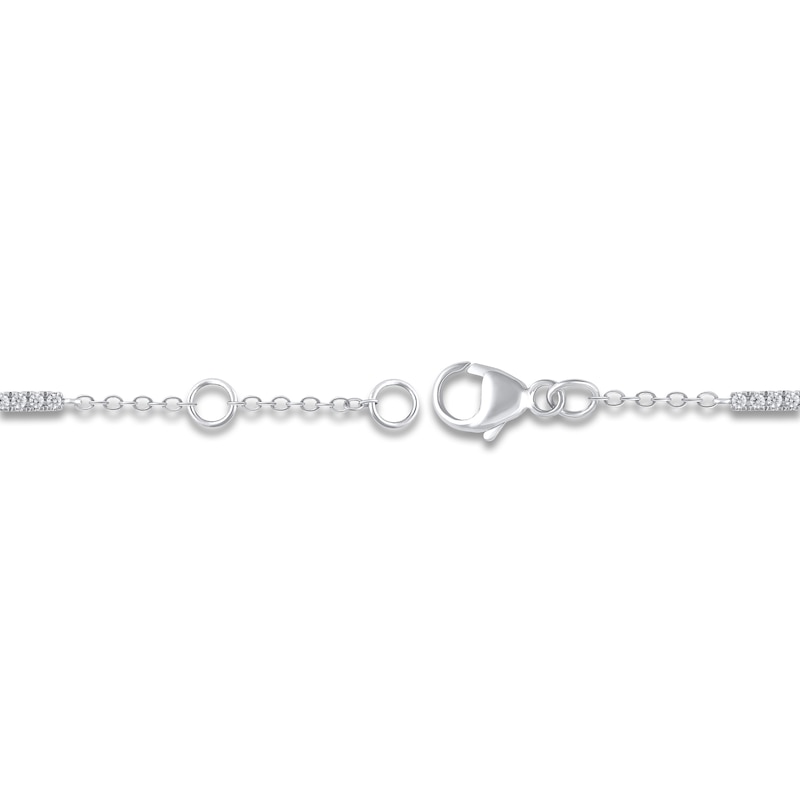 Diamond Station Bracelet 1/8 ct tw Round 14K White Gold 7