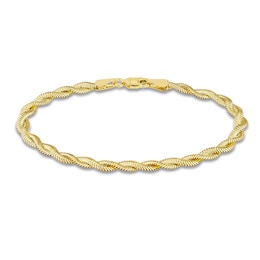 Solid Diamond-Cut Snake Chain Bracelet 14K Yellow Gold 7.25" 2.6mm