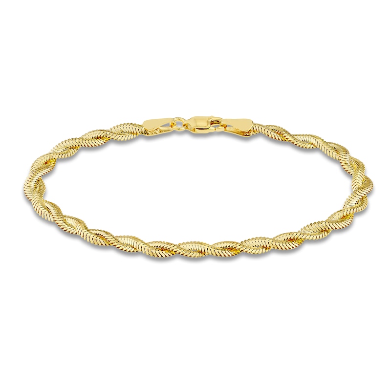 Main Image 1 of Solid Diamond-Cut Snake Chain Bracelet 14K Yellow Gold 7.25" 2.6mm