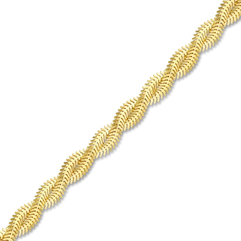 Main Image 2 of Solid Diamond-Cut Snake Chain Bracelet 14K Yellow Gold 7.25" 2.6mm
