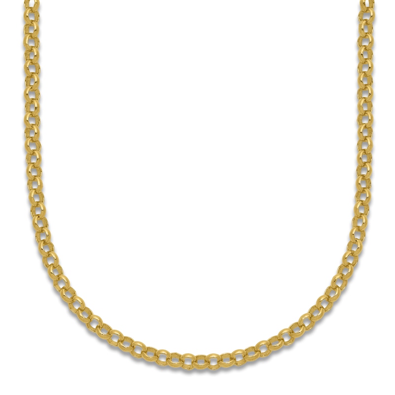 Main Image 1 of High-Polish Rolo Chain Necklace 24K Yellow Gold 24" 3.0mm