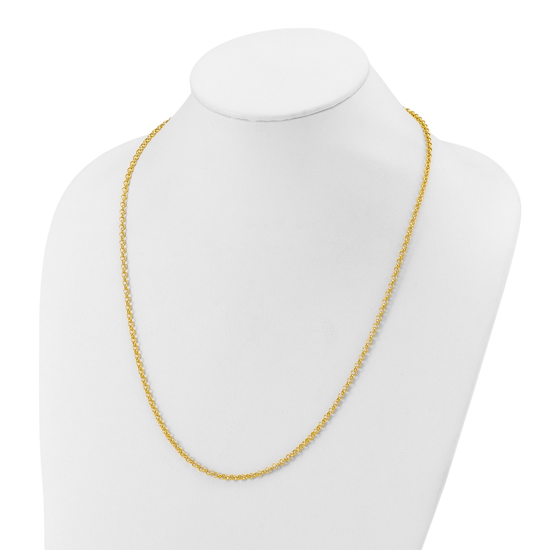 Main Image 3 of High-Polish Rolo Chain Necklace 24K Yellow Gold 24" 3.0mm