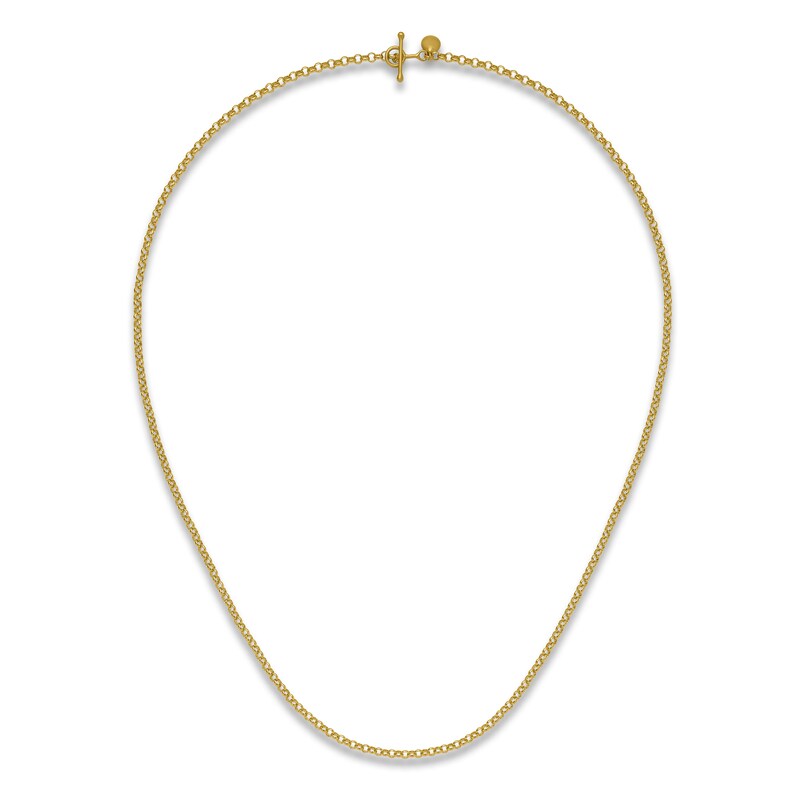 Main Image 4 of High-Polish Rolo Chain Necklace 24K Yellow Gold 24" 3.0mm