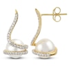 Thumbnail Image 1 of Akoya Cultured Pearl Earrings 1/3 ct tw Diamonds 14K Yellow Gold