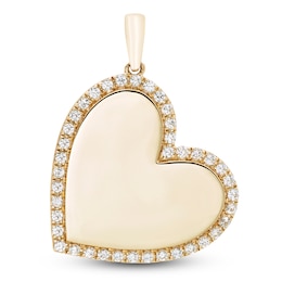 Diamond Fashion Heart Charm 1/4 ct tw Round 14K Yellow Gold