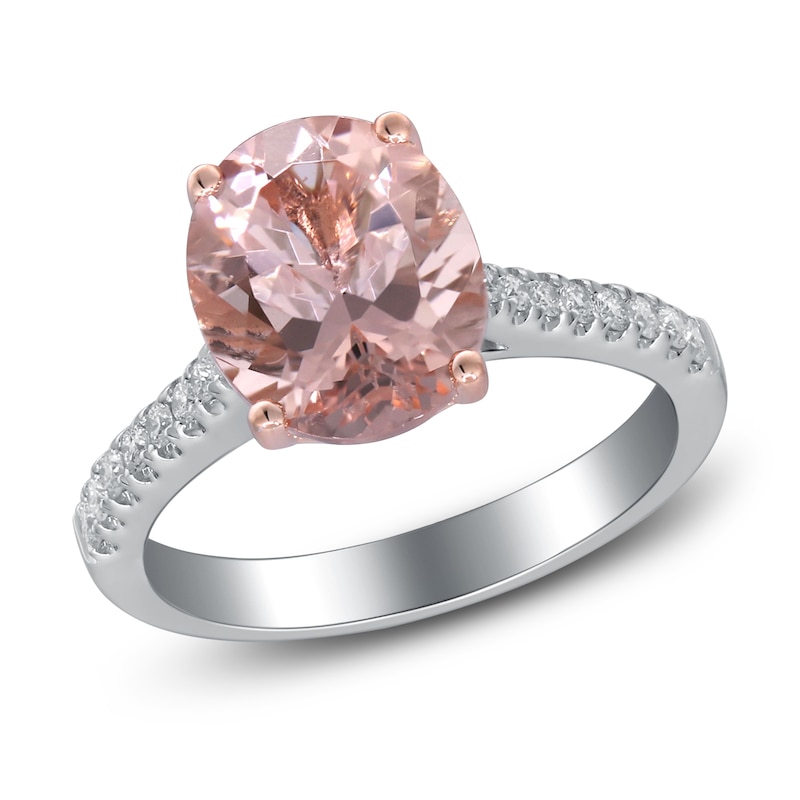 Main Image 2 of Oval-Cut Natural Morganite & Diamond Engagement Ring 1/5 ct tw 14K Two-Tone Gold