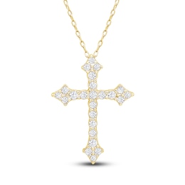 Diamond Cross Pendant Necklace 1/4 ct tw 10K Yellow Gold 18"