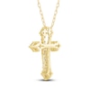 Thumbnail Image 3 of Diamond Cross Pendant Necklace 1/4 ct tw 10K Yellow Gold 18"