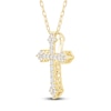 Thumbnail Image 3 of Diamond Cross Pendant Necklace 1/4 ct tw 10K Yellow Gold 18"