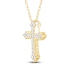 Thumbnail Image 4 of Diamond Cross Pendant Necklace 1/4 ct tw 10K Yellow Gold 18"