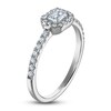 Thumbnail Image 2 of Emerald & Round-Cut Diamond Halo Ring 1/2 ct tw 10K White Gold
