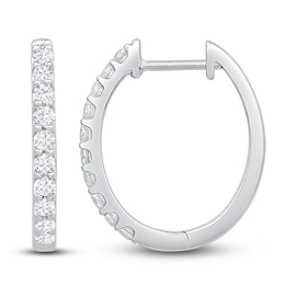 Diamond Hoop Earrings 1/2 ct tw 10K White Gold