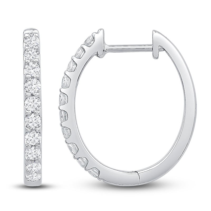 Main Image 1 of Diamond Hoop Earrings 1/2 ct tw 10K White Gold