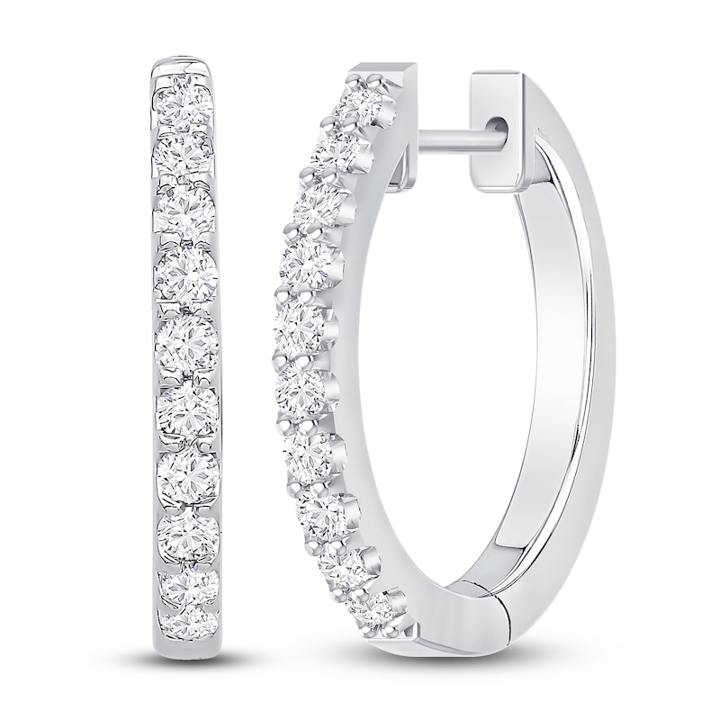 Main Image 2 of Diamond Hoop Earrings 1/2 ct tw 10K White Gold