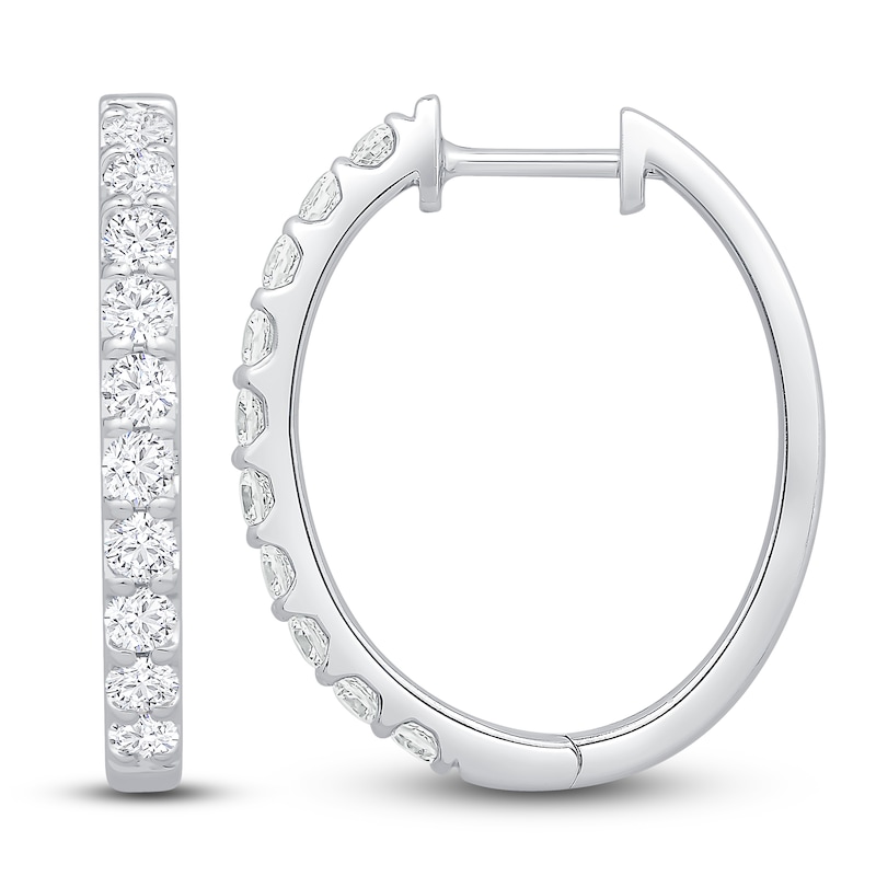 Diamond Hoop Earrings 1 ct tw 10K White Gold