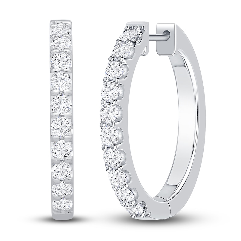 Main Image 2 of Diamond Hoop Earrings 1 ct tw 10K White Gold