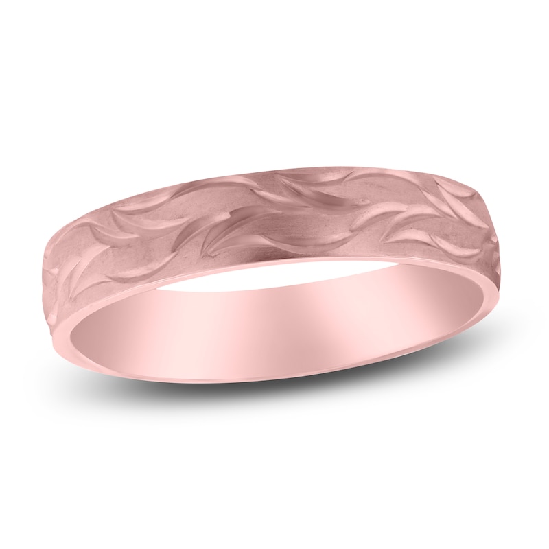 Main Image 1 of Men's Scroll Wedding Band 14K Rose Gold 5mm