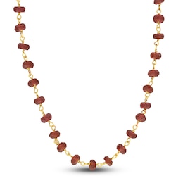 Charm'd by Lulu Frost Natural Garnet Bead Necklace 10K Yellow Gold 18.75&quot;