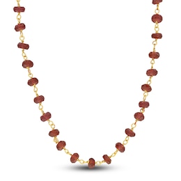 Charm'd by Lulu Frost Natural Garnet Bead Necklace 10K Yellow Gold 18"