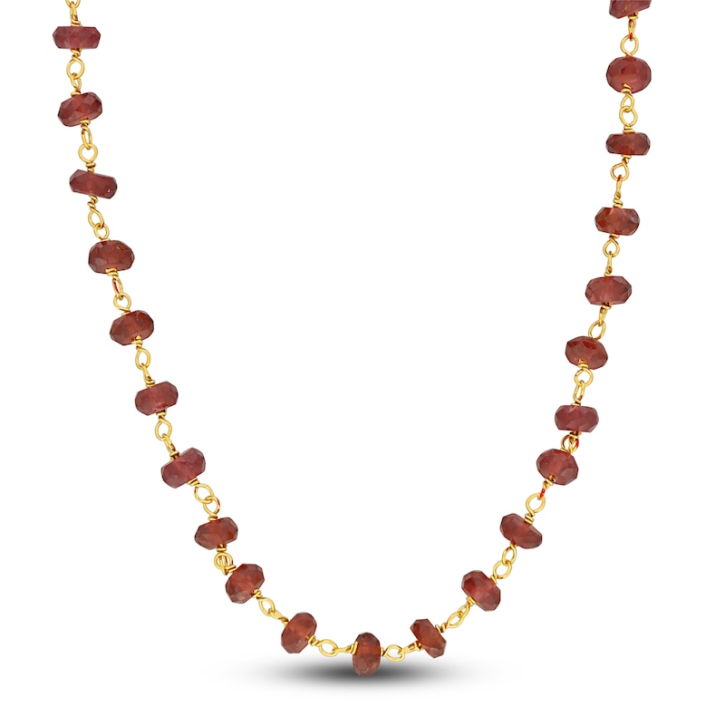 Main Image 1 of Charm'd by Lulu Frost Natural Garnet Bead Necklace 10K Yellow Gold 18"