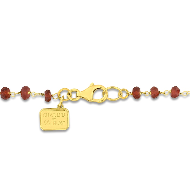 Main Image 2 of Charm'd by Lulu Frost Natural Garnet Bead Necklace 10K Yellow Gold 18"