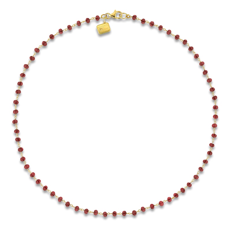 Main Image 4 of Charm'd by Lulu Frost Natural Garnet Bead Necklace 10K Yellow Gold 18"
