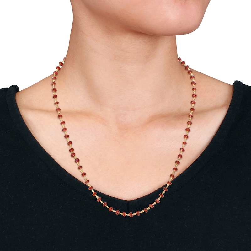 Main Image 5 of Charm'd by Lulu Frost Natural Garnet Bead Necklace 10K Yellow Gold 18"