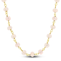 Charm'd by Lulu Frost Natural Rose Quartz Bead Necklace 10K Yellow Gold 18.75&quot;