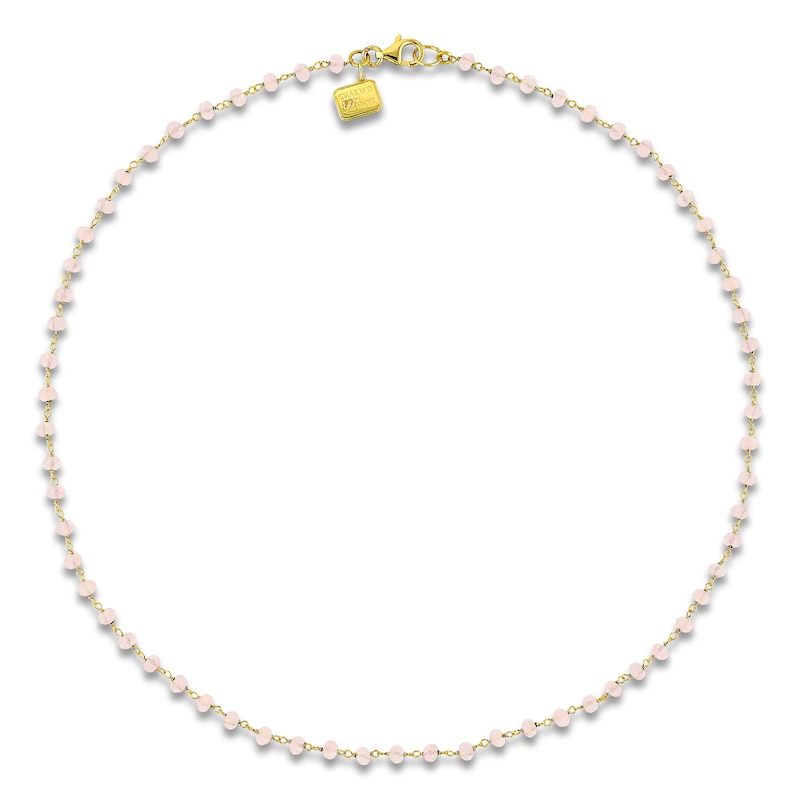 Main Image 4 of Charm'd by Lulu Frost Natural Rose Quartz Bead Necklace 10K Yellow Gold 18"