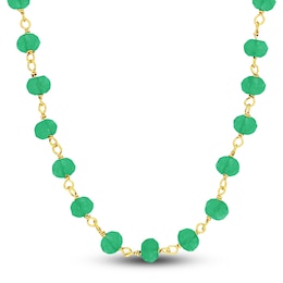 Charm'd by Lulu Frost Natural Green Onyx Bead Necklace 10K Yellow Gold 18.75&quot;
