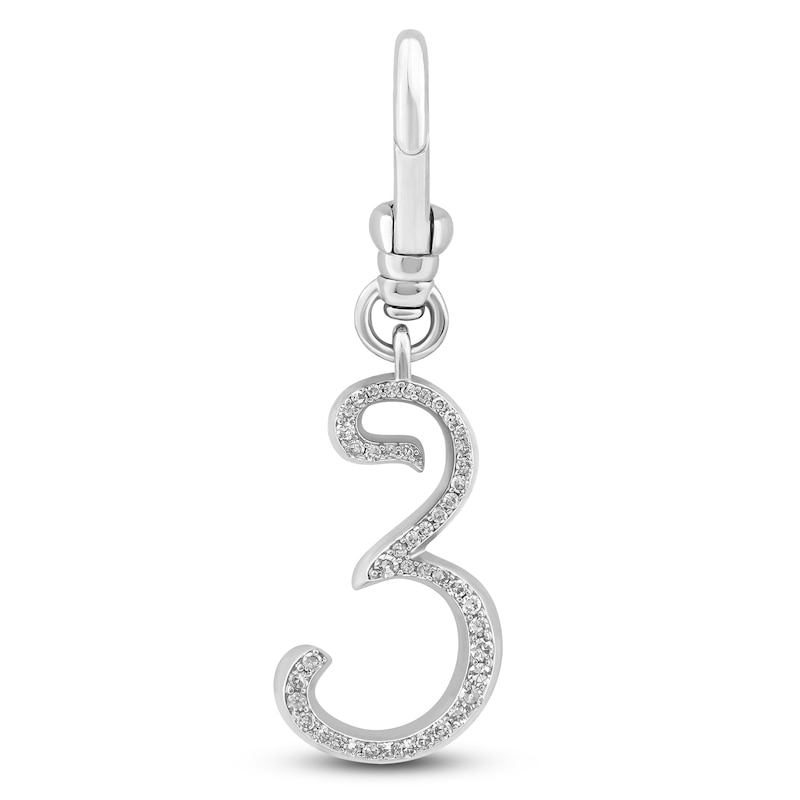 Main Image 1 of Charm'd by Lulu Frost Pavé Diamond Number 3 Charm 1/10 ct tw 10K White Gold