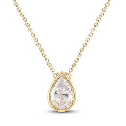 Pear-Shaped Lab-Grown Diamond Bezel-Set Solitaire Necklace 1 ct tw 18K Yellow Gold 18" (F/VS2)