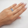 Thumbnail Image 3 of Kallati Square-Cut Natural Blue Sapphire & Diamond Three-Row Ring 1/10 ct tw 14K White Gold
