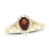 Thumbnail Image 1 of Pear-Shaped Natural Garnet & Diamond Ring 1/5 ct tw 10K Yellow Gold