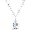 Thumbnail Image 1 of Pear-Shaped Natural Aquamarine & Diamond Necklace 1/6 ct tw 10K White Gold 18"